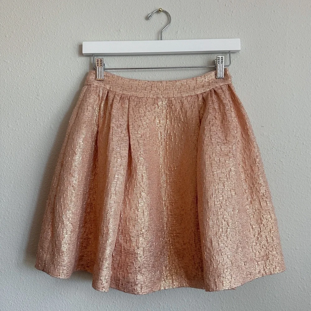 NWT Kate Spade New York Aimee Mini Skirt in Metallic Rose Gold Blush | Size 0